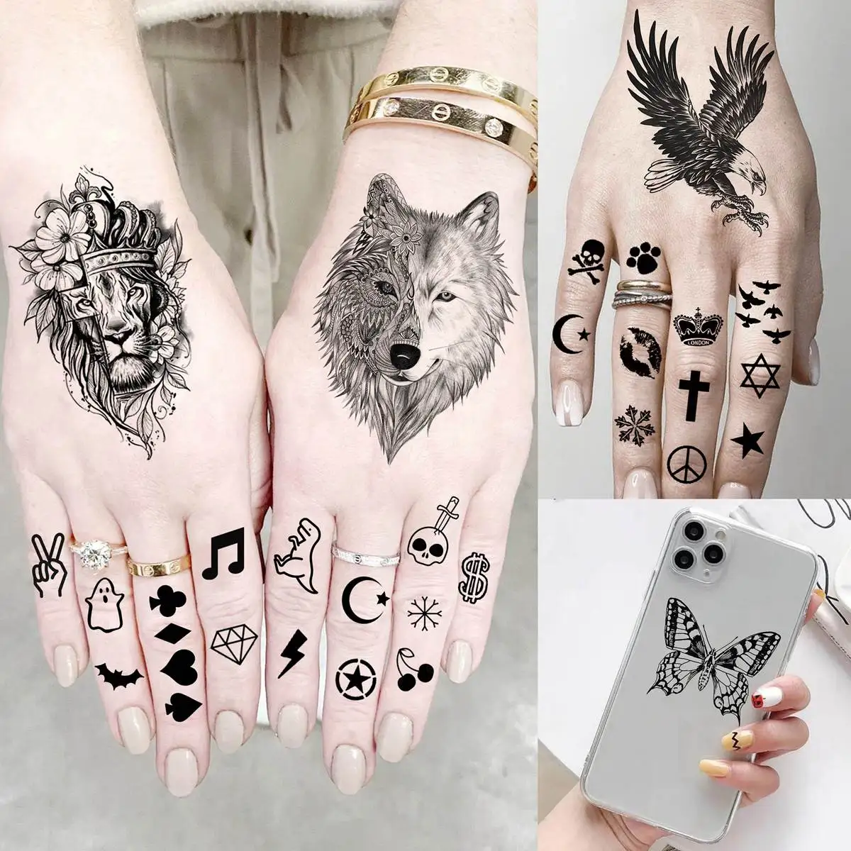 66 Vellen 3d Aquarel Dieren Tijdelijke Tatoeages Voor Vrouwen Mannen Tattoo Papier Nep Uil Leeuwwolf Tijger Slang Tatoes Langdurige