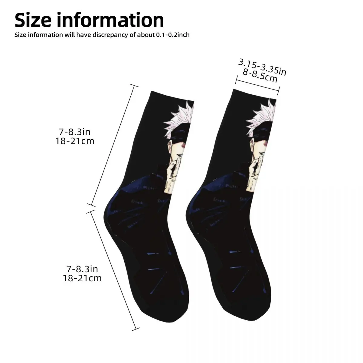 Jujutsu Kaisen Gojo Satoru Männer Frauen Rundhals Socken Radfahren Neuheit Frühling Sommer Herbst Winter Strümpfe Geschenk