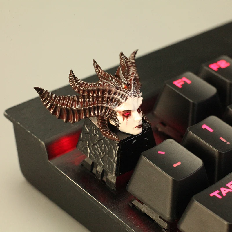 IDeal 3D Lilith Resin Keycaps Night Demon Queen Vampire Backlit Keycap Cherry MX Cross Shaft Mechanical Keyboard Black Key Cap