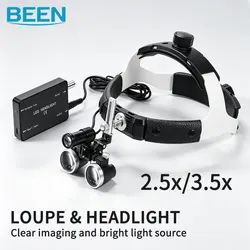 Dental Loupes head-mounted 5W spotlight Headlamp surgical lamp Lab Medical Magnification Binocular Helmet Head-Mounted Magnifier