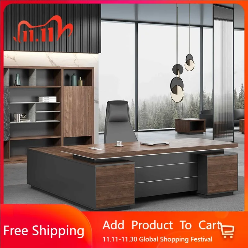 

Wooden Standing Office Desk Computer Modern Minimalist Office Desk Long Design European Escritorio Oficina Commercial Furniture