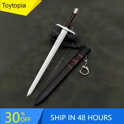 22cm Medieval Arthur Pendragon Swords Metal Katana Samurai Sword Uncut Blade Model Accessories Keychain Gifts Toys for Boys