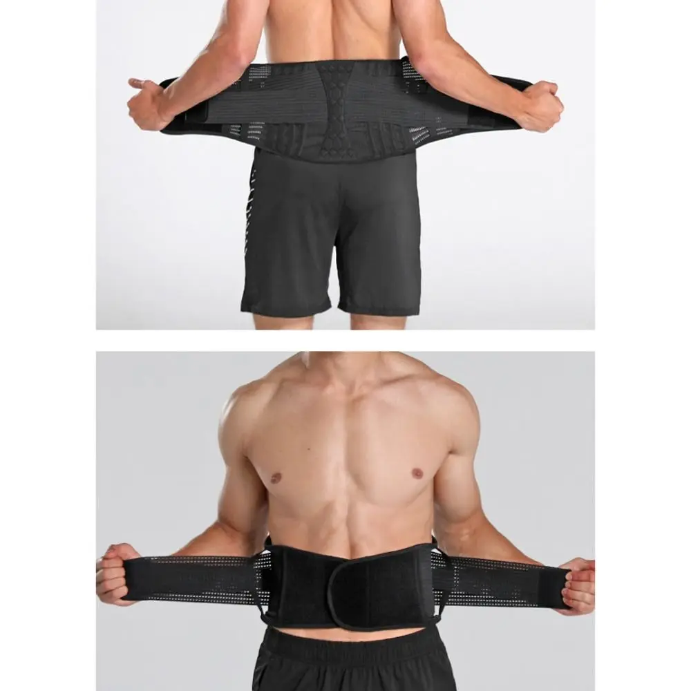 กีฬาความปลอดภัย Neoprene เข็มขัดพยุงเอวสแตนเลสสนับสนุน S M L เข็มขัดฝึกซ้อมสีดําปรับกลับสนับสนุน Unisex