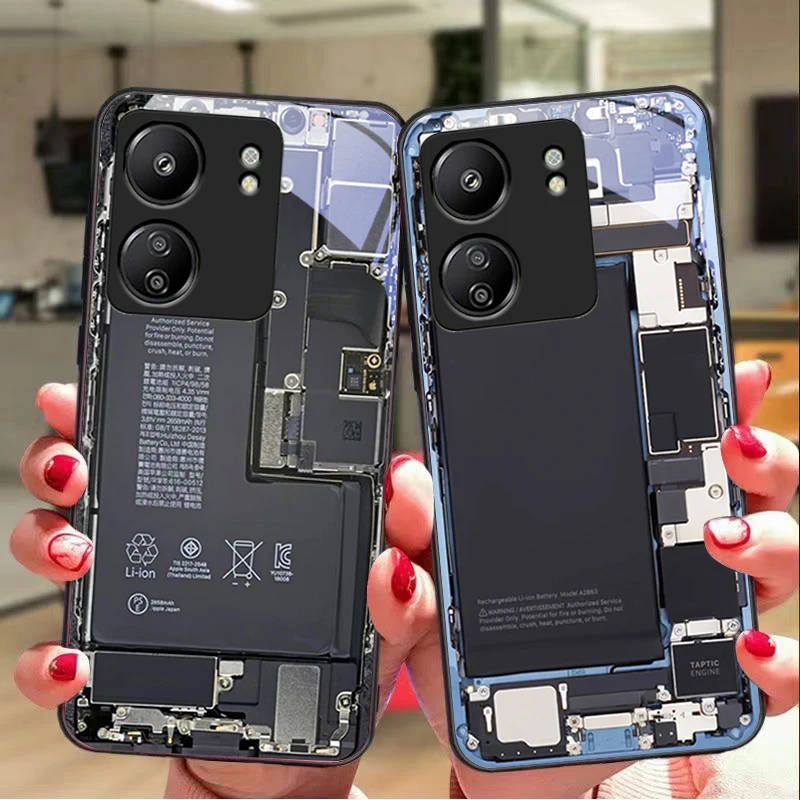 New circuit board For Xiaomi Redmi 13C Note13 12 Pro Plus 5G Note 9 13T Pro POCO X6 F5 F6 Black tempered glass phone case