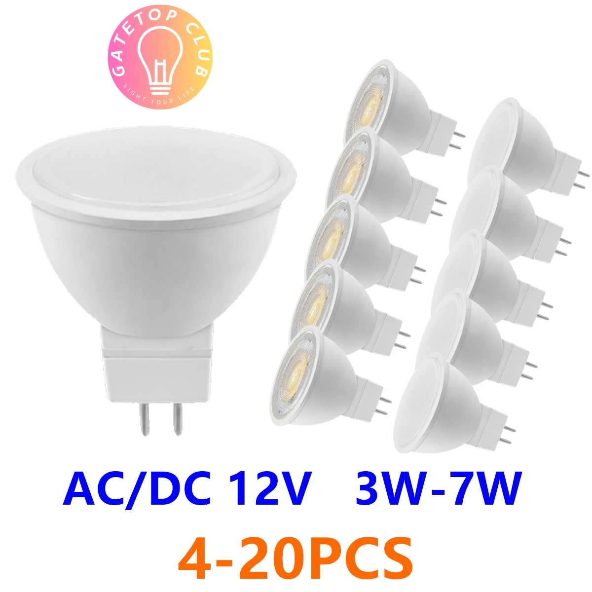 4-20PCS  LED Spotlight Bulb MR16 GU5.3 AC/DC 12V Low Pressure 3W 5W 6W 7W Light 120 Degrees 38 Degrees Study Kitchen For Home