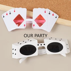 1Pcs Funny Las Vegas Casino Theme Glasses Adult Night Playing Card Poker Dice Sunglasses for Birthday Bachelorette Party Decor