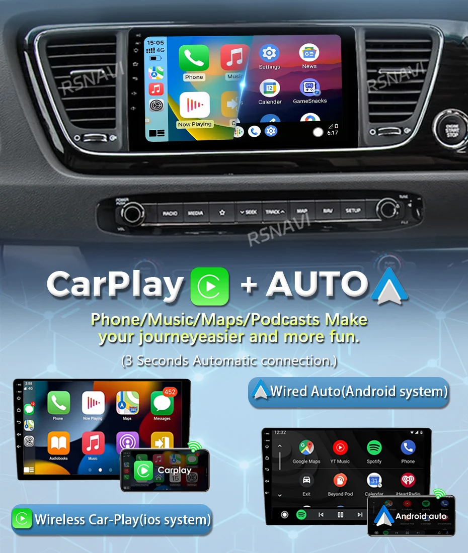 Android 16 Multimedia-Player für Kia Carnival YP Sedona 2014-2020 Navigations-Autoradio 2k Bildschirm GPS Carplay Stereo-Headunit – Detail 4
