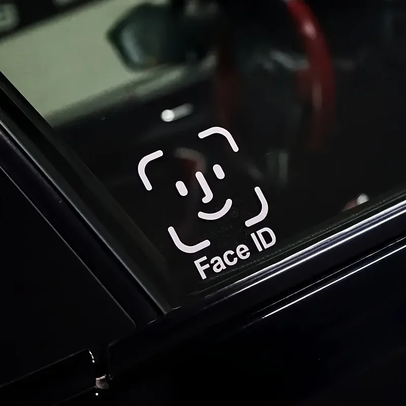 1PC "Face ID Smiley" Car & Motorcycle Sticker, Humorous Tech Design Decal for Auto Moto Styling & Personalization