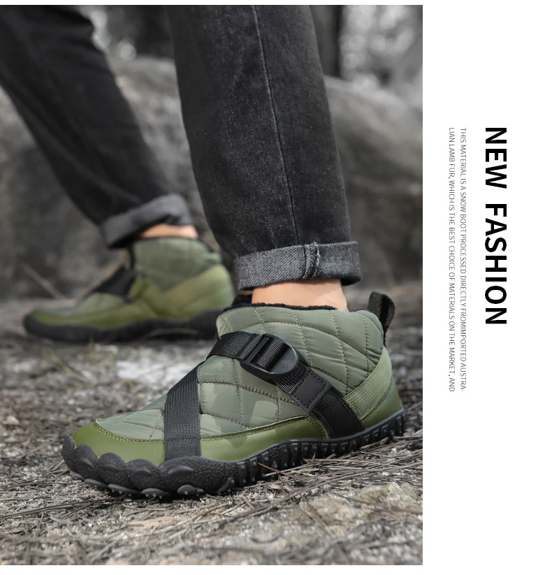 Winterstiefel für Damen und Herren, wasserabweisend, gesteppt, knöchelhoch, mit weichem, warmem Innenfutter, rutschfester Gummisohle, ideal zum Wandern und Spazierengehen. – Detail 4