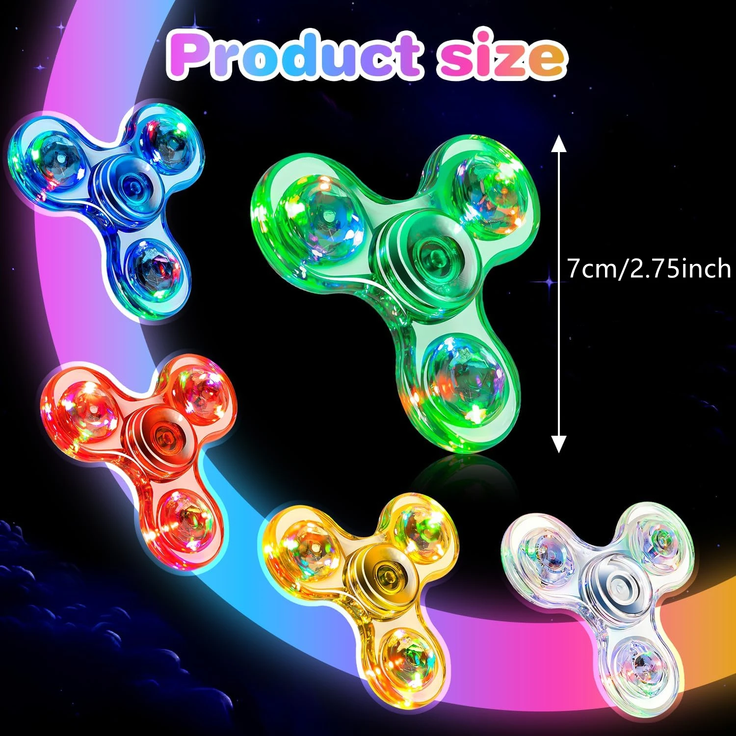 Shoous LED Light Fidget Spinner, Hand Top Spinners, Glow in Dark Light, EDC Figet Spiner, Finger Strawed Instituts Toys