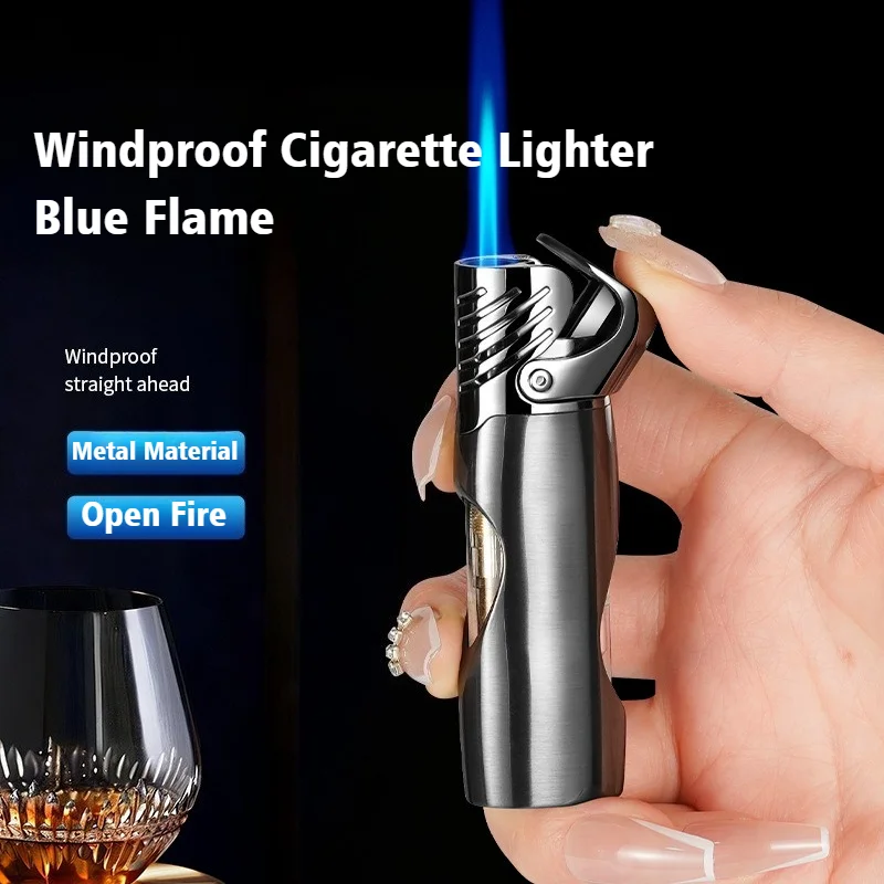 

Newest Windproof Open Flame Lighter for Smokes Metal Cigar Igniter Inflatable Blue Fire Cigarette Lighters & Smoking Accessories