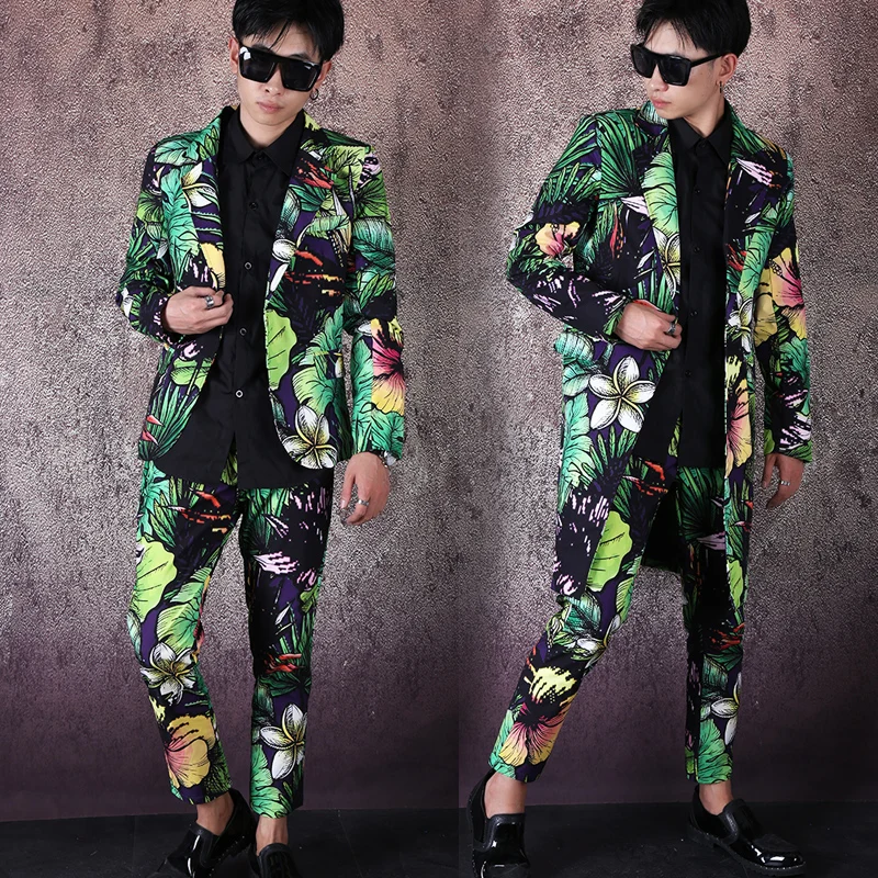 

S-6XL Fashion Leopard Printing Long Blazers Jackets Men's Suits Bar Nightclub Singer DJ Stage outfit Rock Hip Hop Rock Costumes