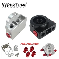 Hypertune - Oil Filter Sandwich Adaptor With Oil filter remote block with thermostat 1xAN8 4xAN6/AN8/AN10 HT5675