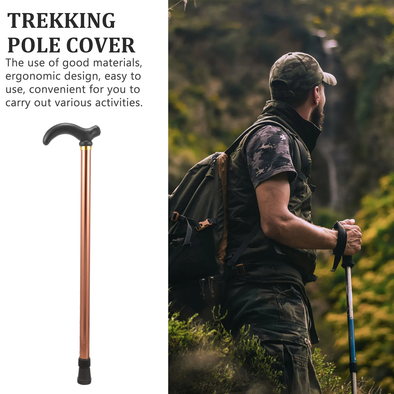 

Telescoping Walking Stick Foldable Non-Slip Comfortable Grip Durable Lightweight Trekking Pole for Hiking Travel Camping
