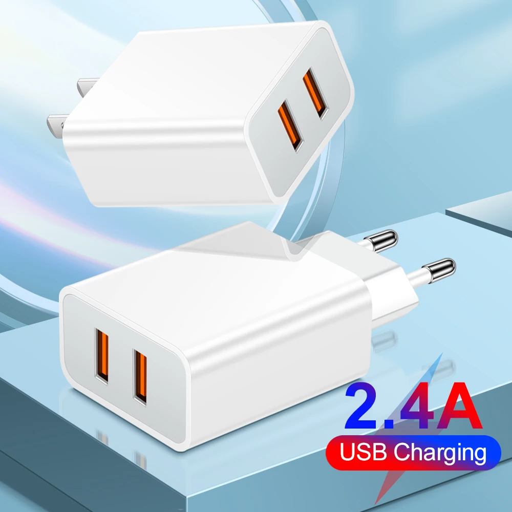 2 Ports USB Charger Fast Charging EU/USUK Plug Mobile Phone Quick Charge 3.0 For Samsung Xiaomi Huawei Double USB Wall Adapter