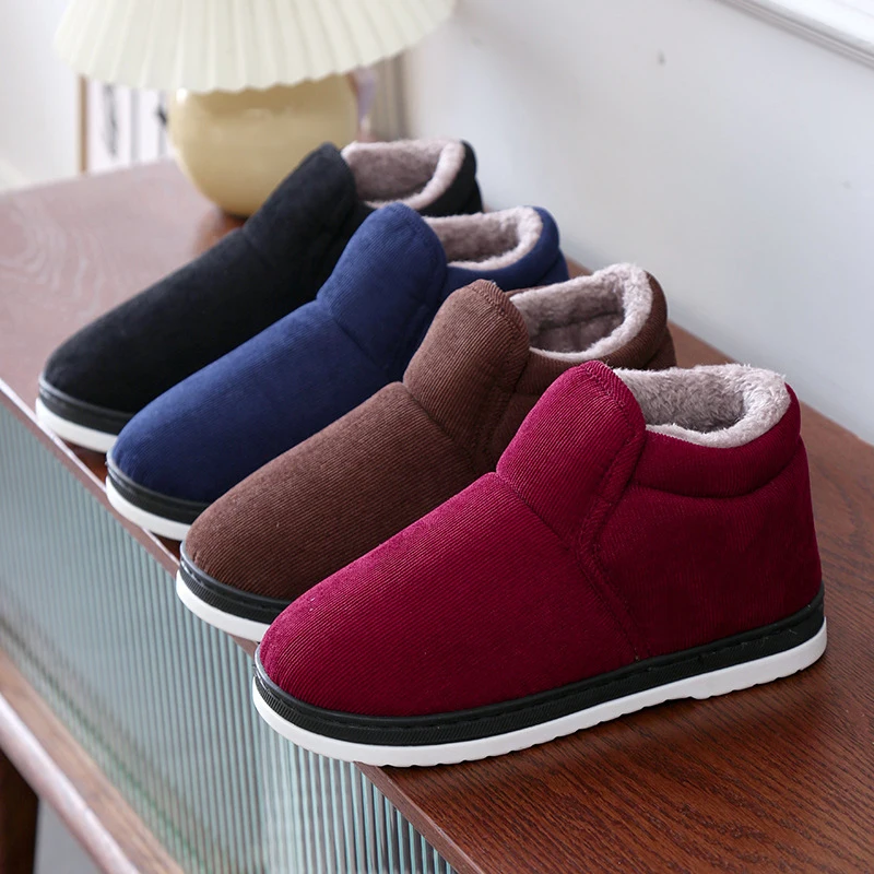 

Men's Cotton Shoes Anti-skid Warm Wear-resistant Snow boots Couples' Winter Short Lambhair Plush Lace up Slip on Casual Sneakers