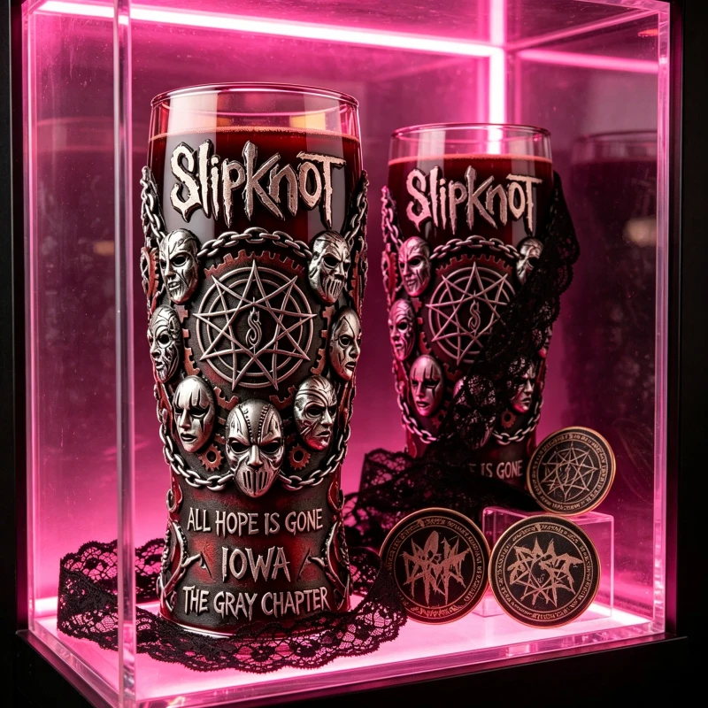 Copo de Cerveja Slipknot, Copo Temático de Banda de Heavy Metal, Copo de Bebida com Design de Máscara Gótica para Decoração de Bar e Casa, Presente Perfeito