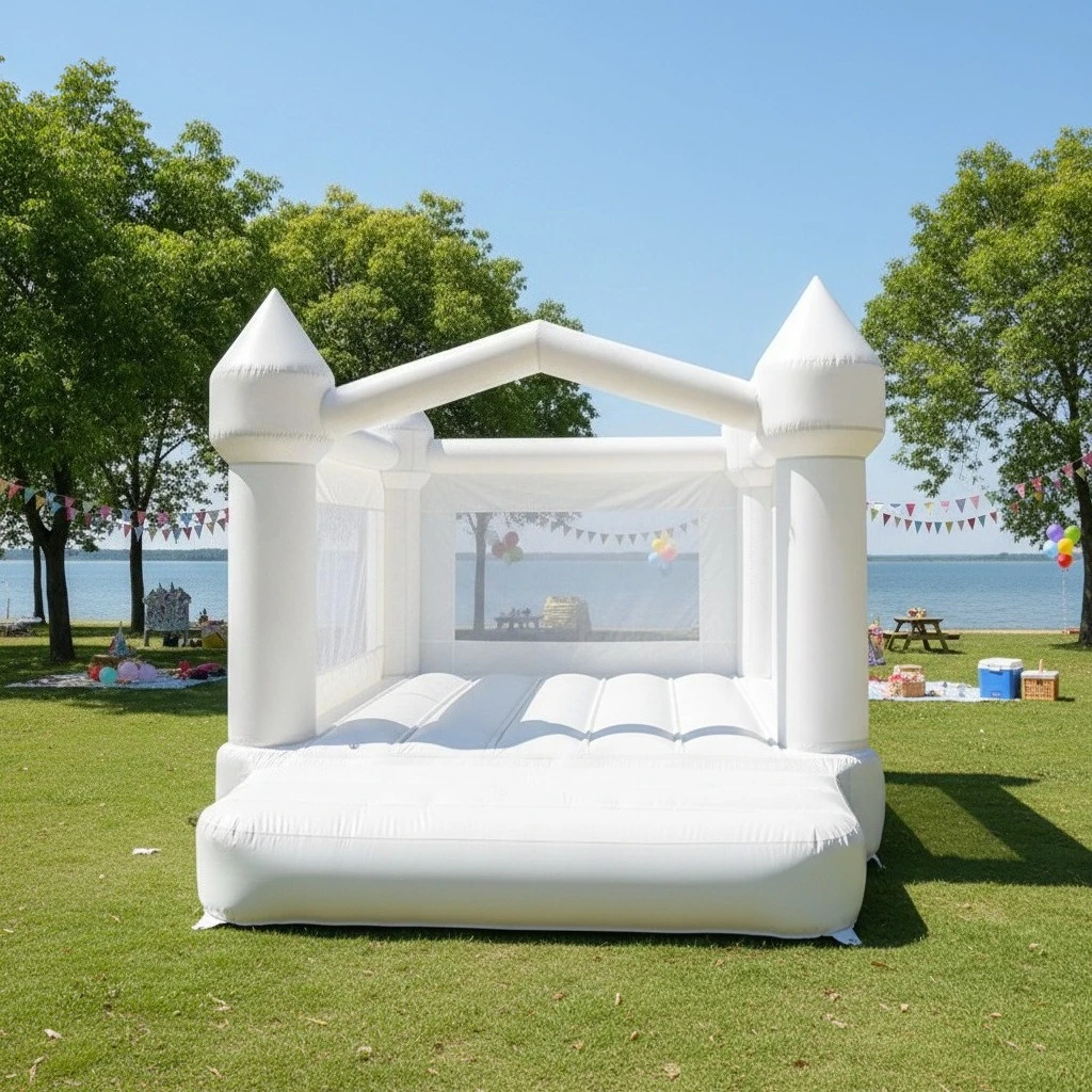 4x3x2.5m White Bounce House Inflatable Jumping Castle Outdoor Fun Toys Wedding Kids Bouncy Castle Kids Birthday Party Toys