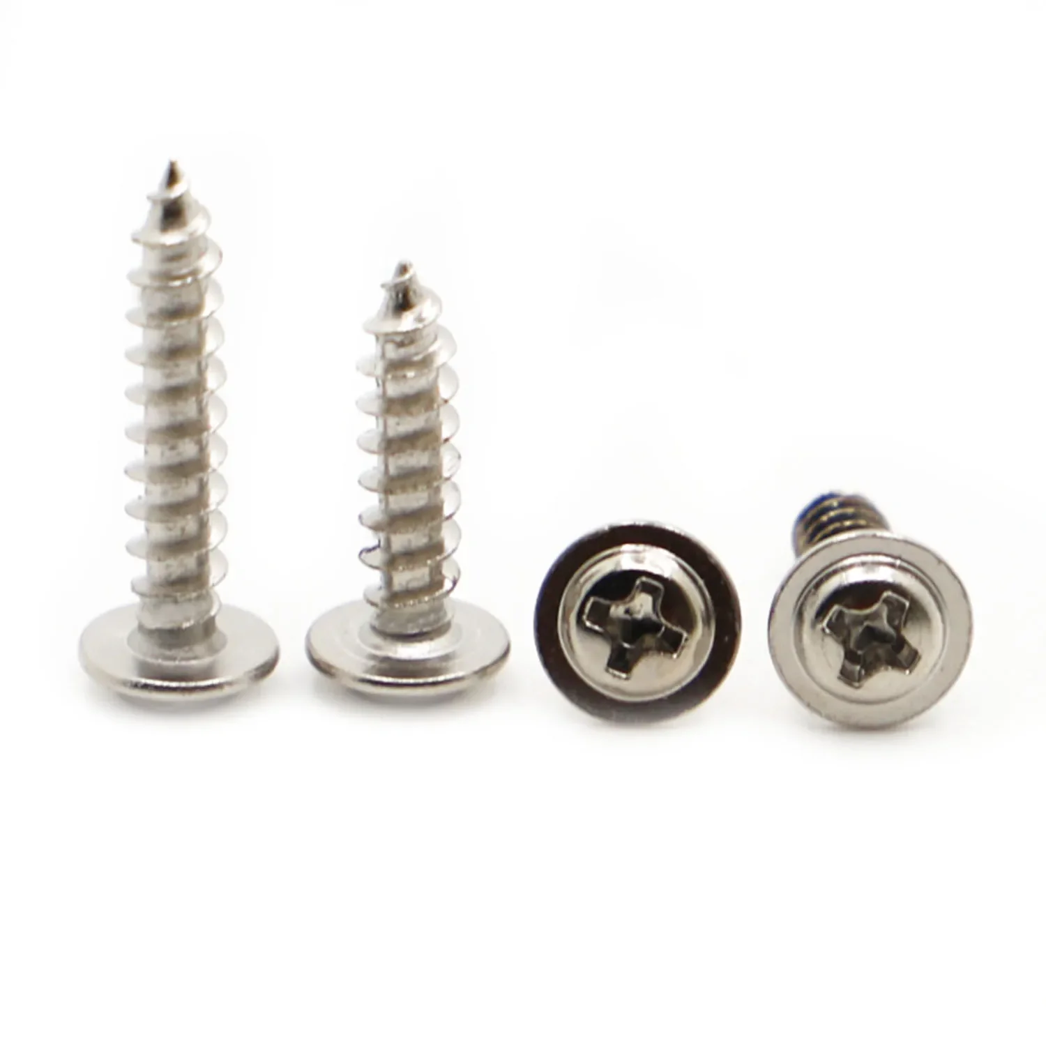 Tornillos autorroscantes de acero niquelado, cabeza redonda cruzada, cabeza plana PWA con tornillo de almohadilla M1.2 M1.4 M1.7 M2 M2.3 M2.6 M3 M3.5 M4