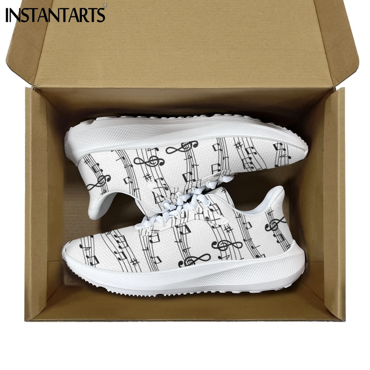 INSTANTARTS Ourdoor Sport Running Shoes Musical Note Design Mesh Sneakers for Women Man Lightweight Air Cushion Tennis Zapatos