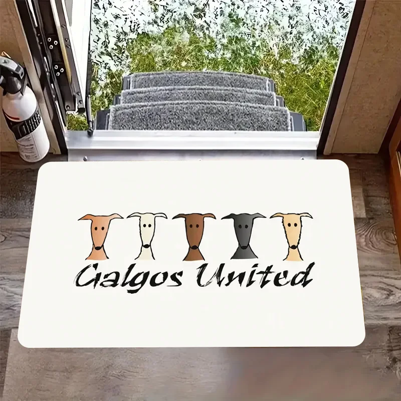 1pcs Galgos United Greyhound Doormat Flannel Thick Fleece Sponge Non Slip Indoor Outdoor Pet Friendly Welcome Mat