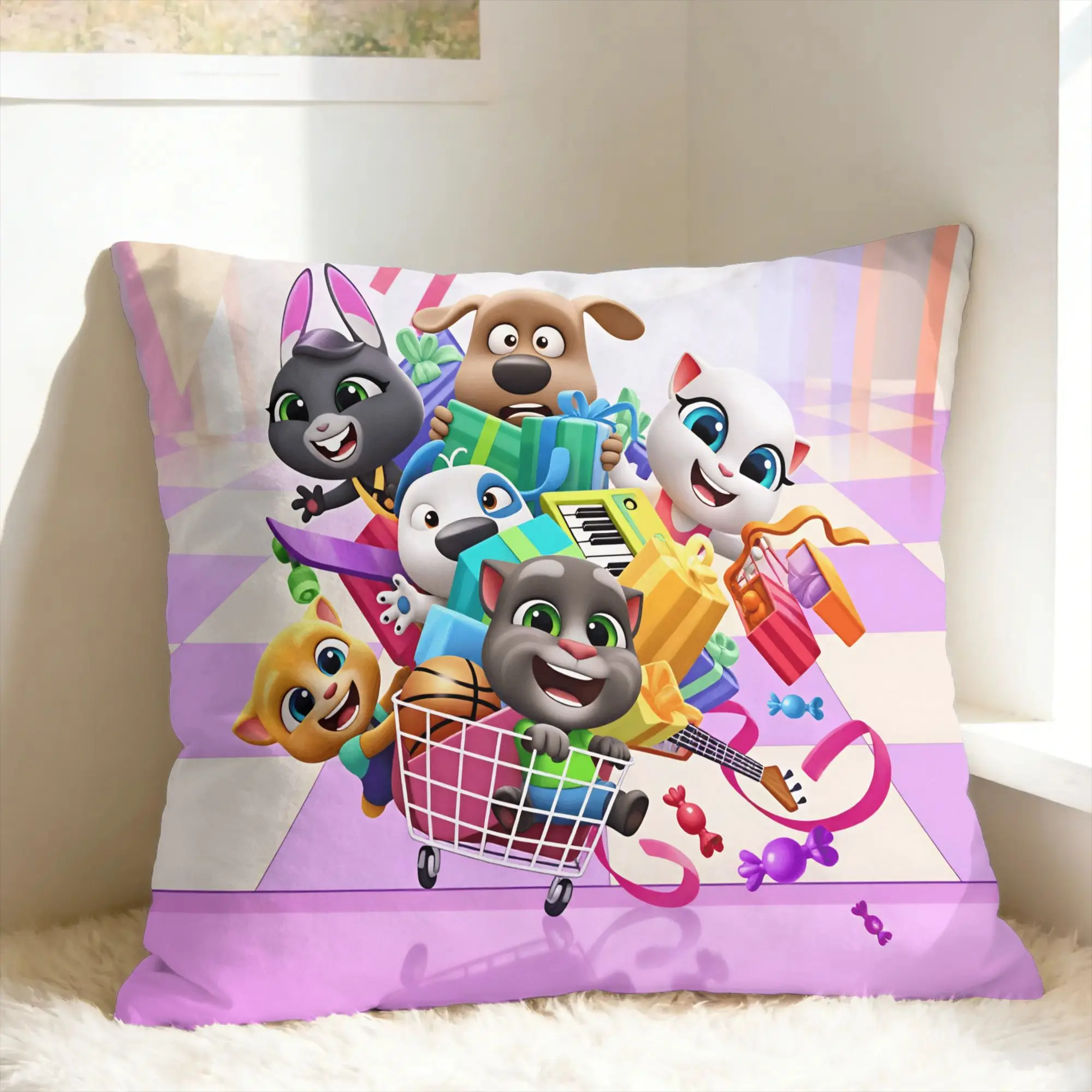 Pillow Cover Decorative T-Talking T-Tom And F-Friends  Cute Funny Pillow Case For Sofa Bedroom Home Decor Pillowcases