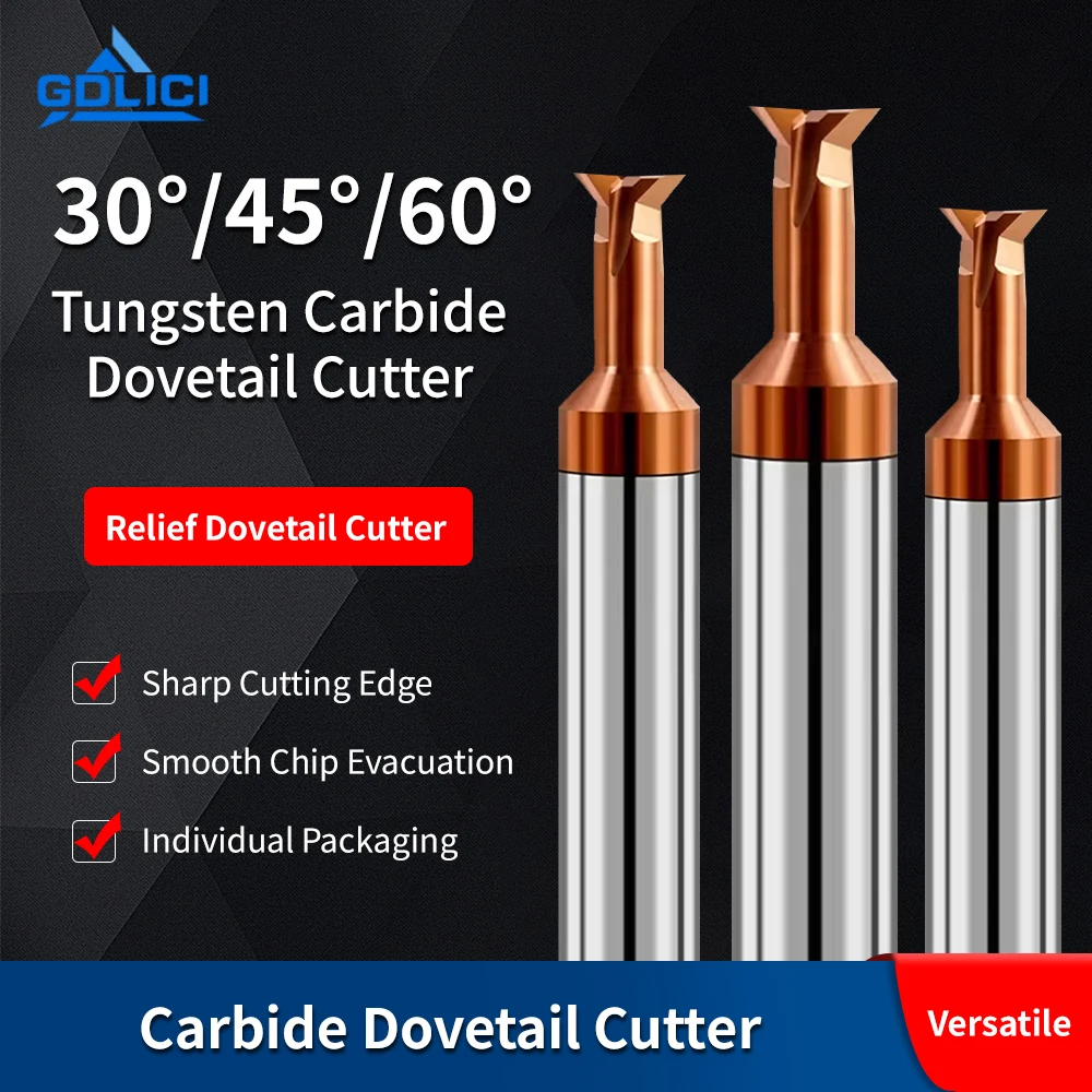 60HRC Integral Carbide Tungsten Steel Dovetail Groove Milling Cutter Coating Superhard 60°45°30° CNC Steel Alloy Anti-Angle
