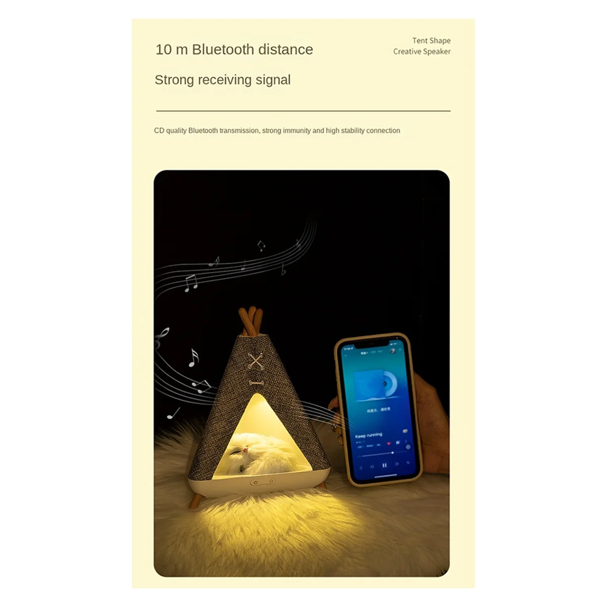 

Tent Shaped Wireless Bluetooth Speaker Lamp Night Light Table Lamp 2 in 1 with Lighting and Music Player Functions