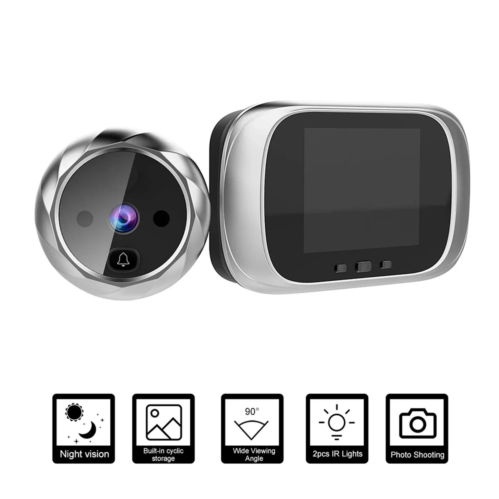 Digital Door Monitor Armored Peephole Door Camera Doorbell 2.8-inch Night Vision Photo Shooting Digital Door for Home Security