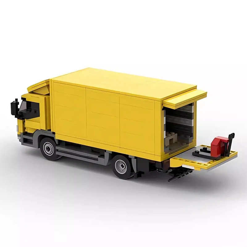 Bricklink MOC Samochód techniczny Mercedesing Transport Wagon Benzed Atego Ciężarówka Żółte Pojazdy Klocki Zabawki Prezent Świąteczny