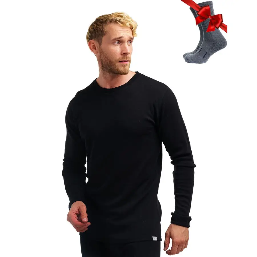 

Мужские терморубашки с длинными рукавами из шерсти мериносовой шерсти 100, тяжелые, среднего веса, легкие с носками