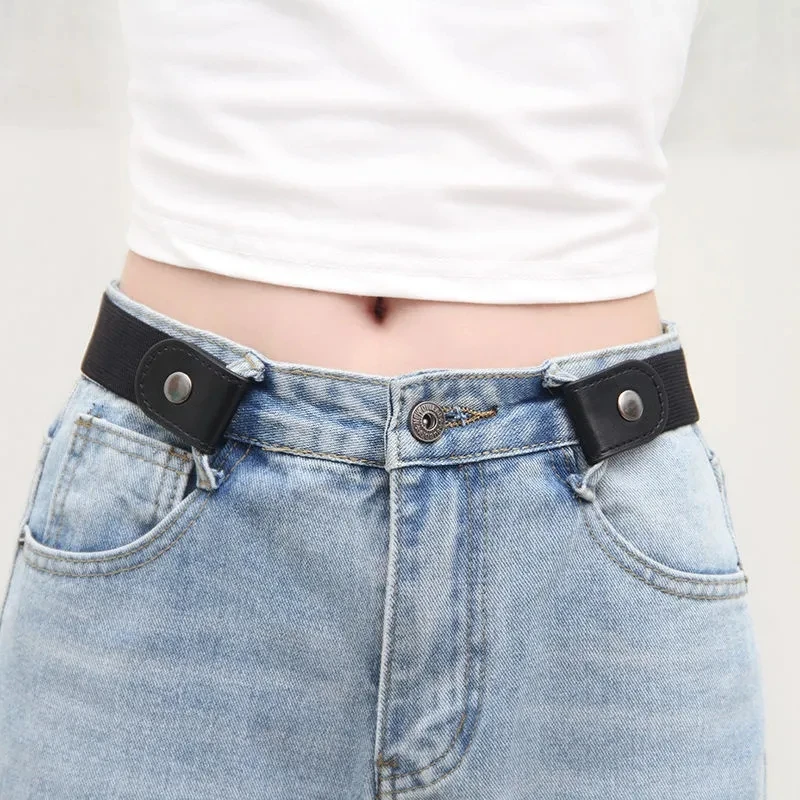 Simple And Fashionable Women\'S Belt Elastic Lazy Men\'S Belt Woven Invisible And Seamless Unisex Jeans Belt Length Adjustable