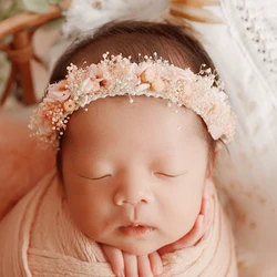 Newborn Headband for Photography Props Flower Baby Girl Tieback Flowers Pearl Wreath Newborn Photography Infant Hair Accessories