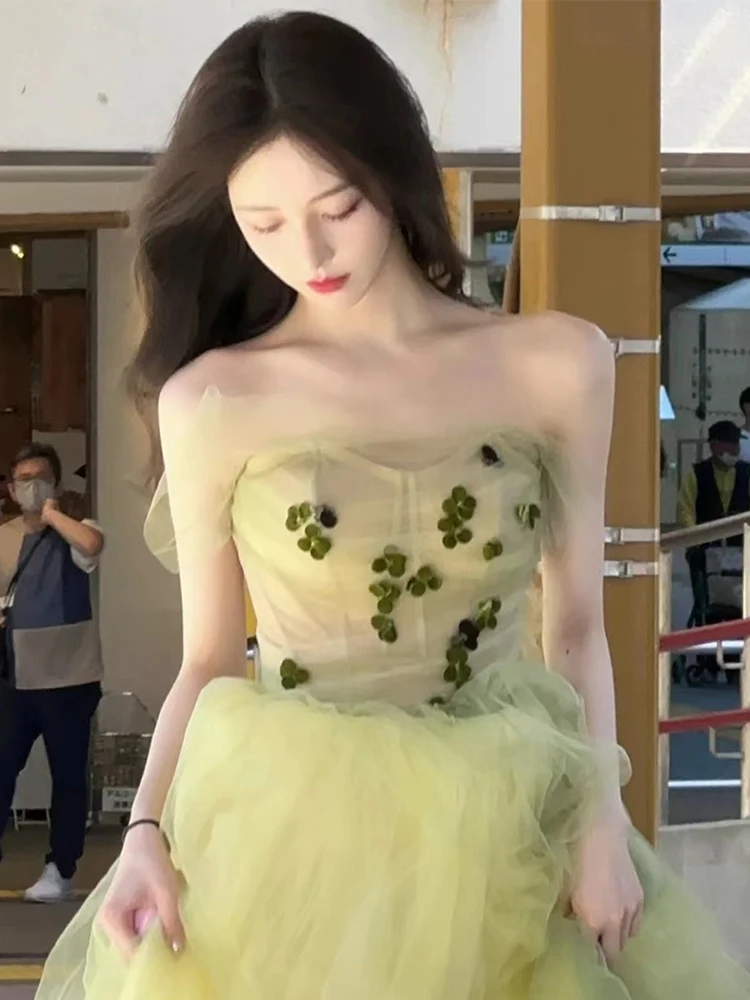 

een Evening Gown Princ Sle Birthday Par Host Puffy Skirt Women's High-End Feeling Adult Ceremony Fairy T System