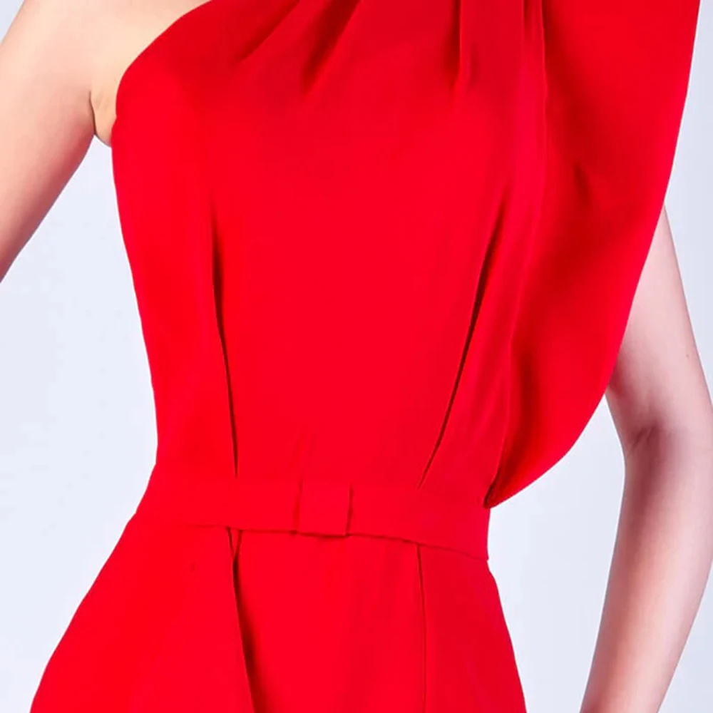 فساتين سهرة حورية البحر مخصصة بطول الأرض بكتف واحد بدون أكمام فستان حفلات بسيط على الموضة وشاحات ثنيات للحفلات