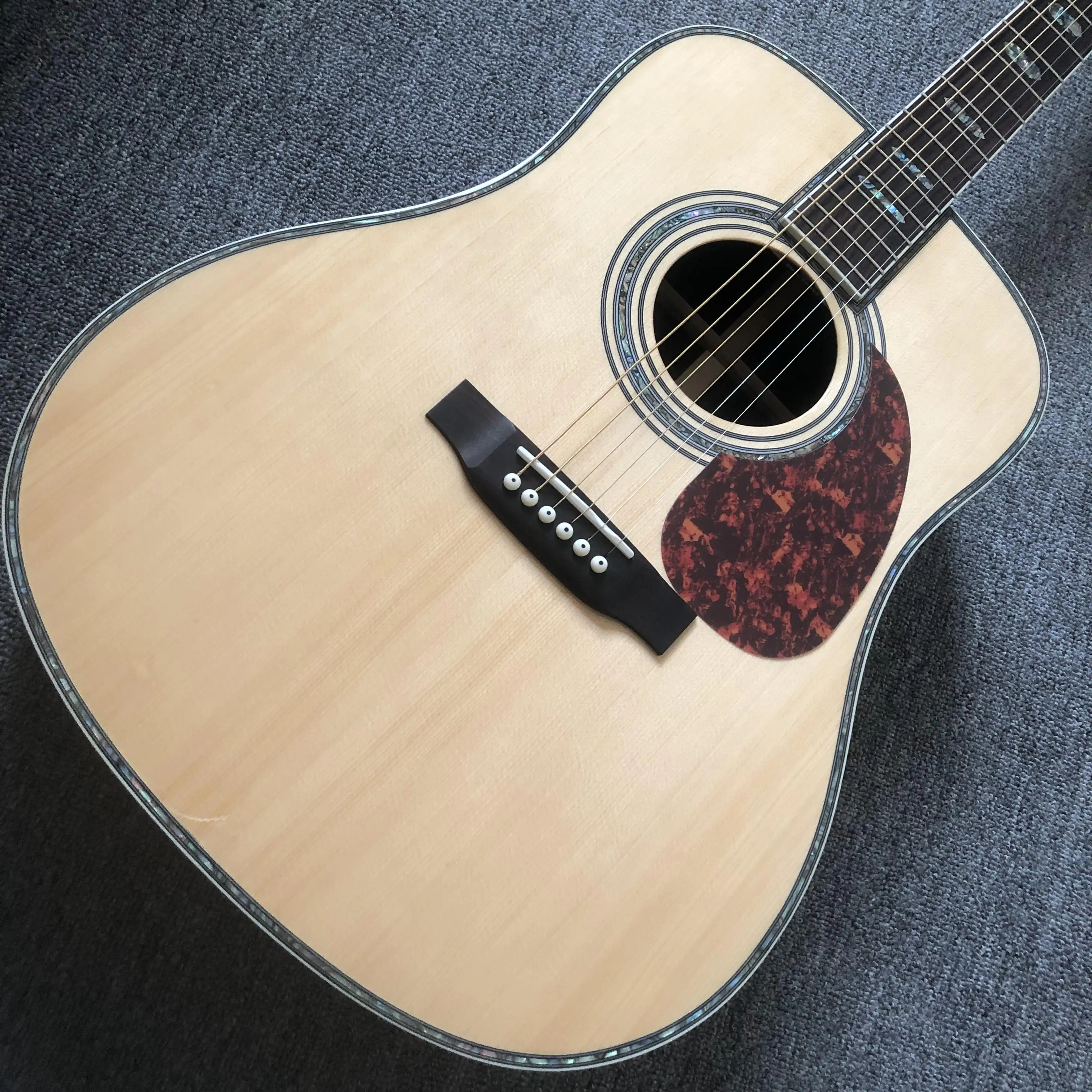 Guitare acoustique D45 à table simple ou avec égaliseur, table en épicéa massif, guitare Fearless à table simple, manche en nacre