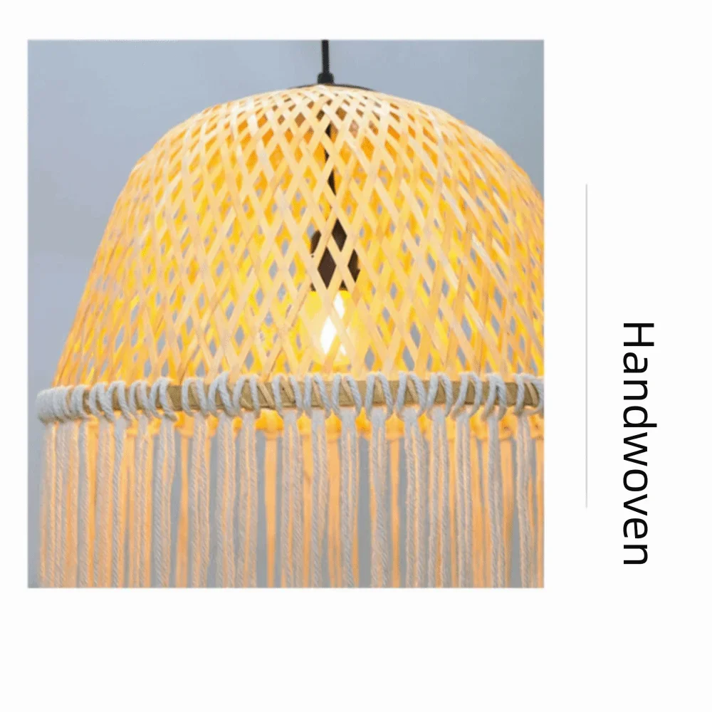 Handmade Waterproof Rope Lantern Jellyfish Design Bamboo Woven Pendant Lamp Vintage Style Hanging Lamp Garden
