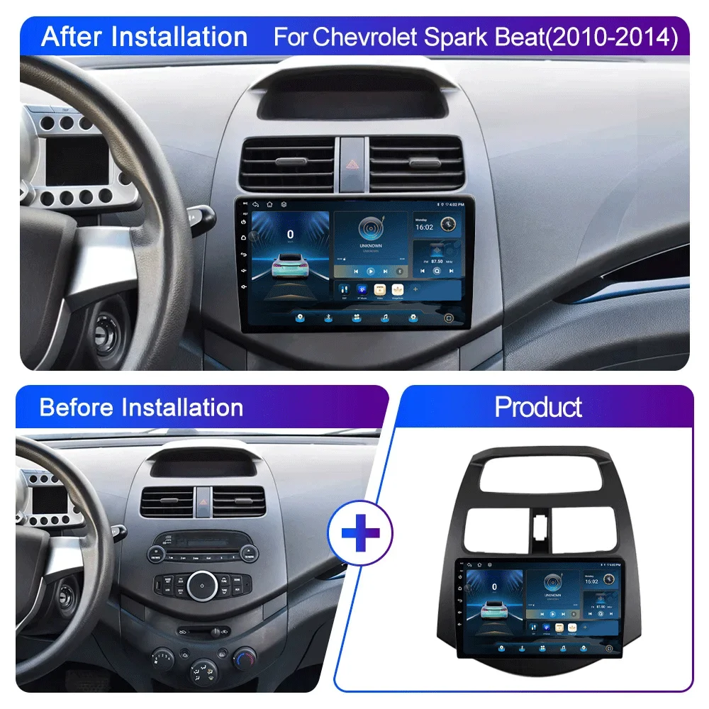Android 16 video Player Carplay Car Radio For Chevrolet Spark Beat Matiz Creative 2010 - 2014 Multimedia  GPS 2din Stereo