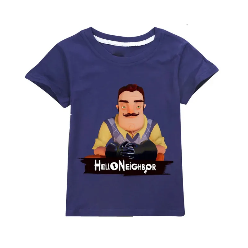 2025 جديد تأثيري رائجة البيع مرحبا الجيران الطباعة الكرتون الاطفال تي شيرت مضحك لعبة الفتيات ملابس طفل الفتيان تي شيرت الصيف Casu #4