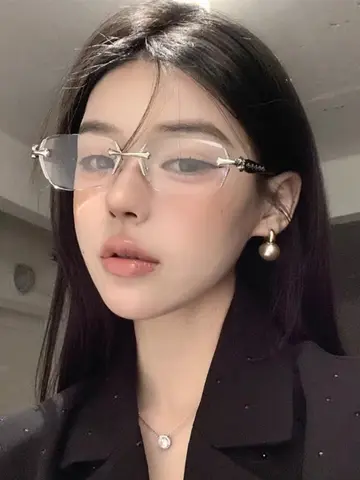 Frameless  Anti Blue Light Glasses  Rectangular Flat Lens for Women & Men