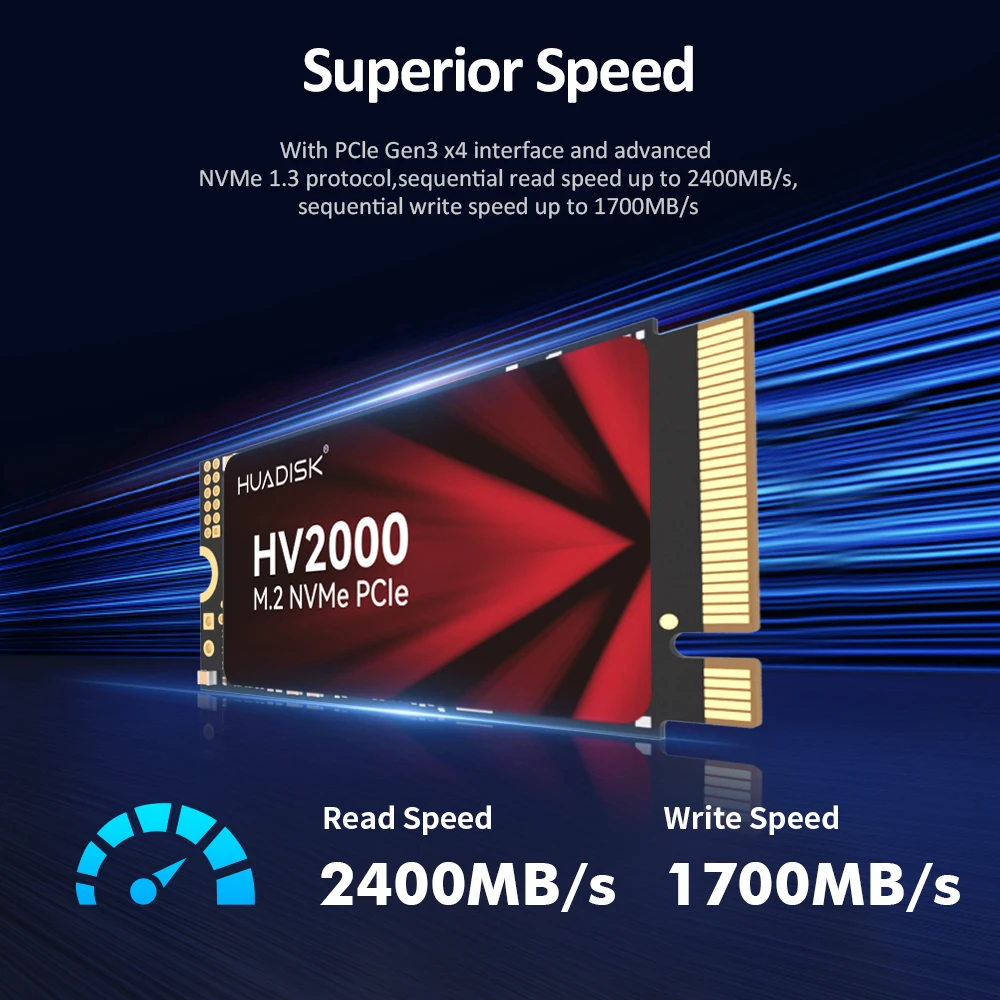 HUADISK NVMe M.2 SSD 2242 Form Factor, PCIe Gen3.0 in 128GB, 256GB, 512GB, 1TB Internal Solid State Drive for Laptops Desktop