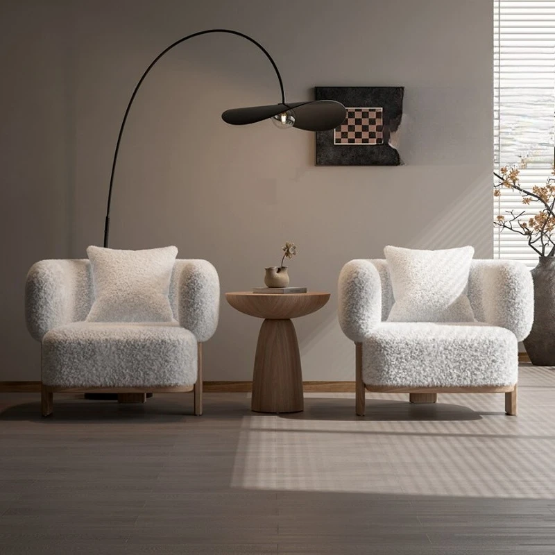 

Single sofa chair designer Song's aesthetics solid wood single chair hotel homestay lazy leisure chair