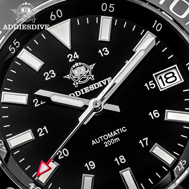 Addiesdive ad2504 relógio de mergulho masculino japão 8215 automático 200m à prova dwaterproof água aço inoxidável relógios mecânicos luminosos safira
