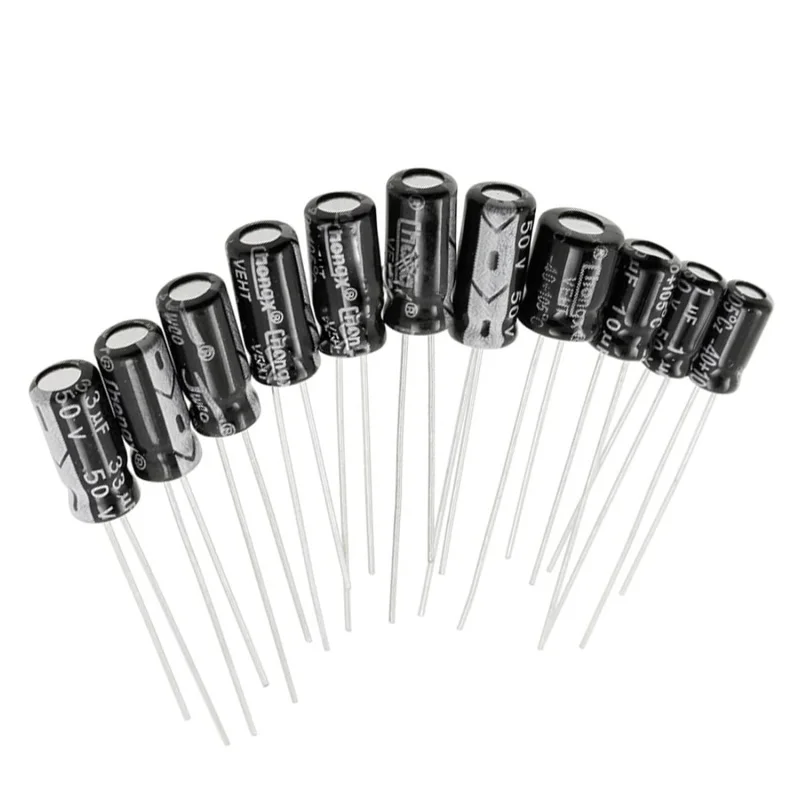 AUKENIEN 24 Values 670pcs Electrolytic Capacitors Assortment Kit Aluminium Capacitor Go 0.1uF to 1000uF 10V 16V 25V 50V