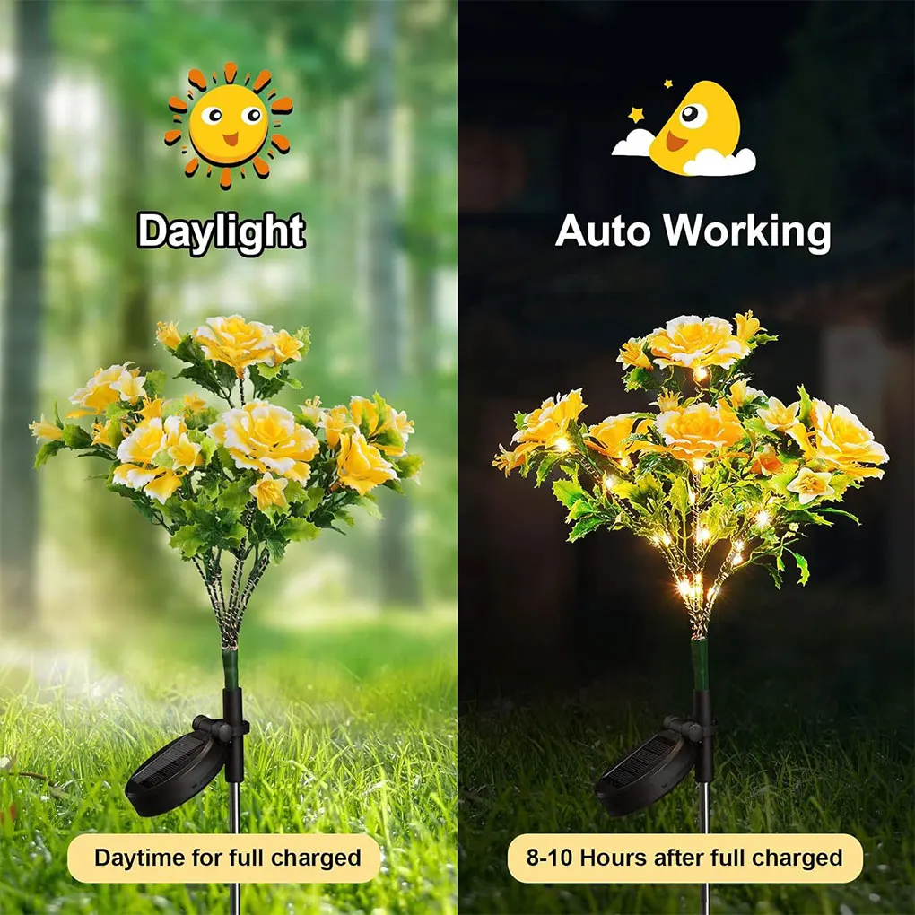 

Fashionable LED Lights Anti Seeding Carnation Flower Pattern Lawn Landscape Lights Solar Energy