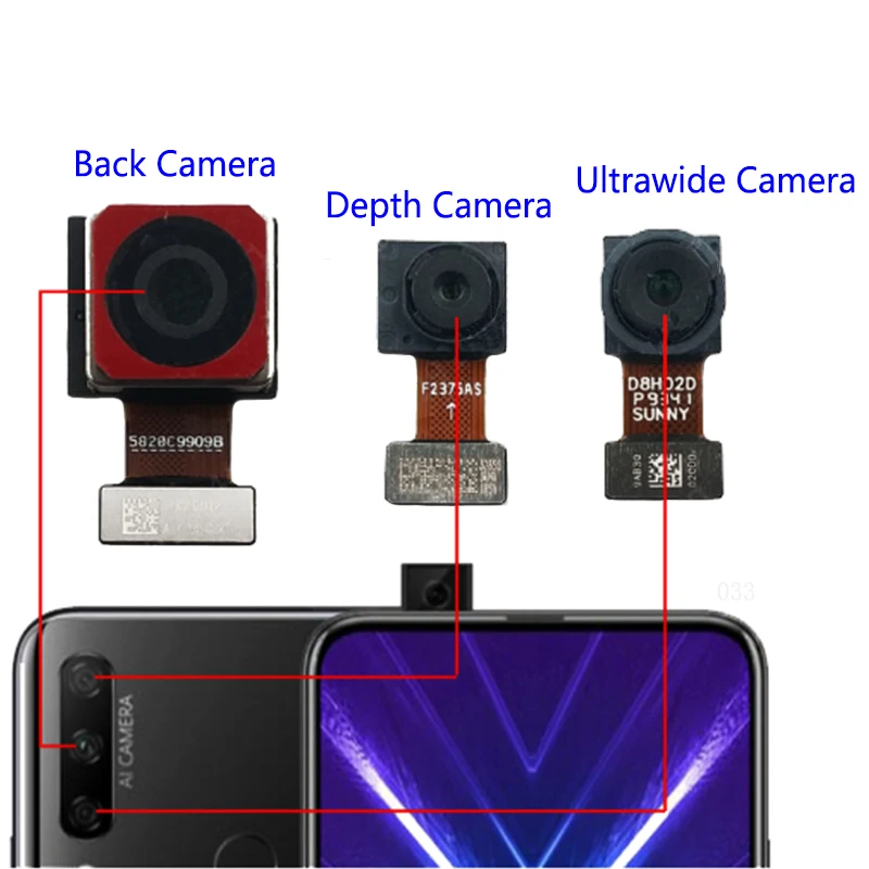 Front Camera Back Facing Big Small Main Rear Camera Module Flex Cable For Huawei Honor 9X Pro / Y9 Prime 2019 / Y9S