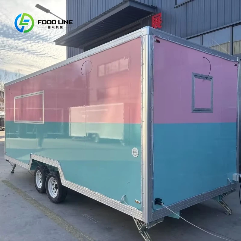 Customized Towable Food Trailer Pizza and Snack Food Trailer Square Design Fully Equipped Kitchen Van for Sale Easy to Transport