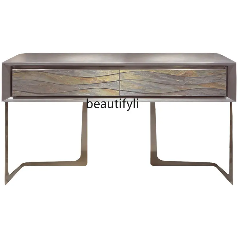 Italian-Style Light Luxury Console Tables Household 1.8 M Partition Counter Top Stainless Steel Household Side View Sets