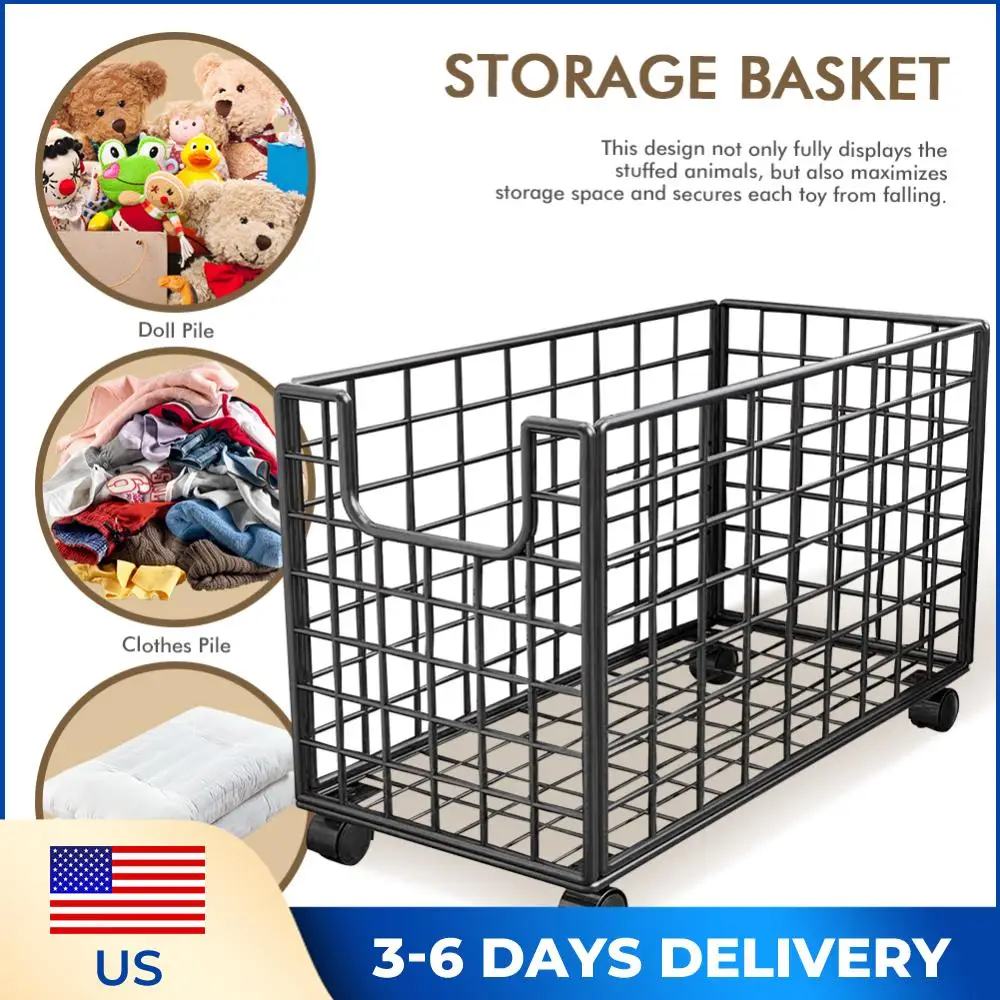 

Плюшевый органайзер для хранения, металлическая корзина для хранения, контейнеры для детских игрушек, корзина для хранения мягких игрушек, для хранения любых вещей