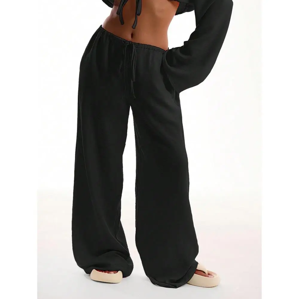 

Trendy Wide Leg Casual Pants Women's Summer New Straight Sport Sweatpants Loose Fashion Long Trousers Casual Loose Waist